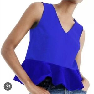 J. Crew Cobalt Blue Peplum Top Women Blouse Size M